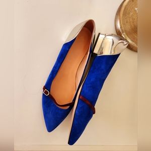 J Crew Royal blue silver maroon flats suze 12